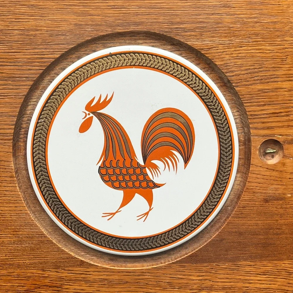 Vtg 1960s MCM Japan Charcuterie Cheese‎ Board Rooster Motif-13
